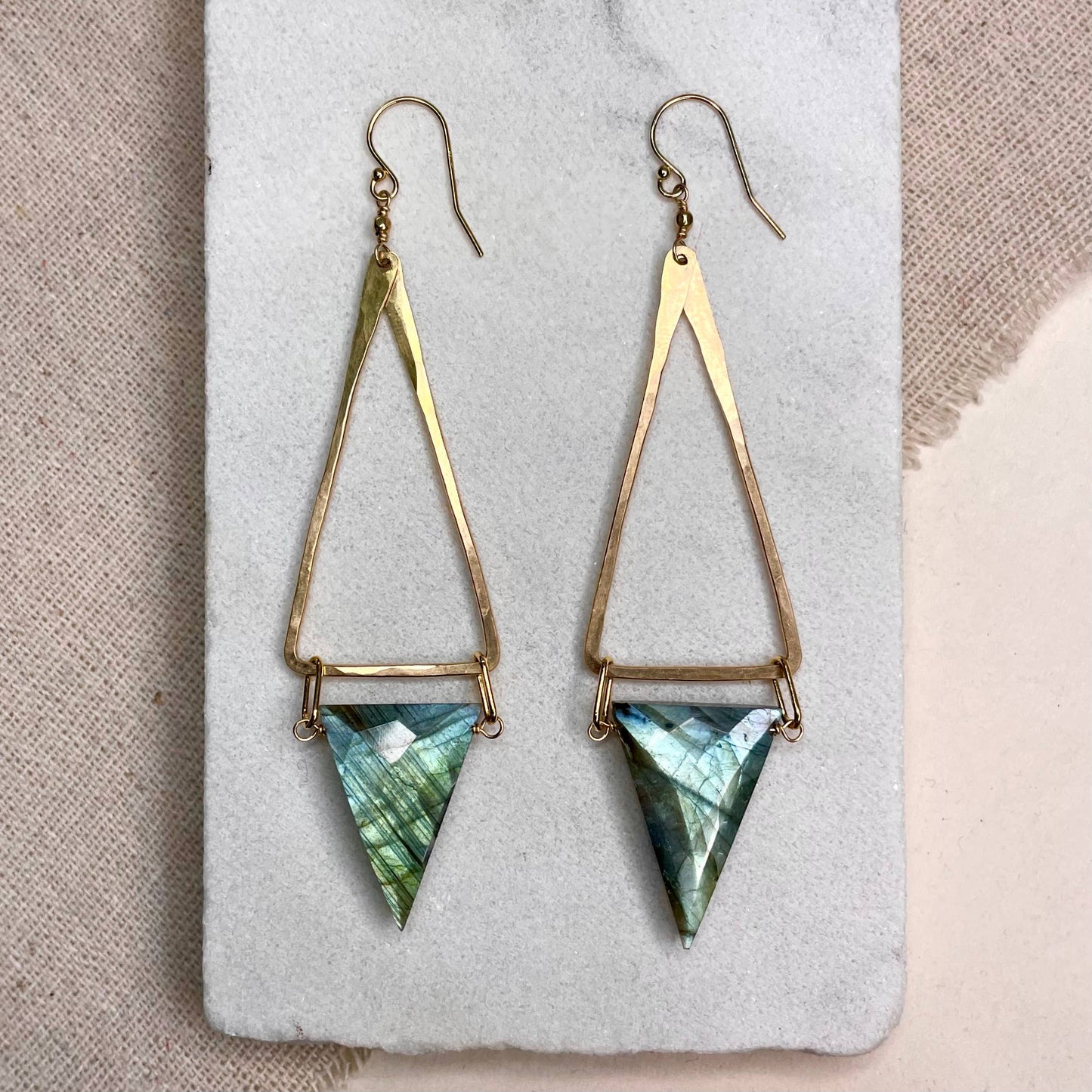 Triangle Stone Drop Earrings