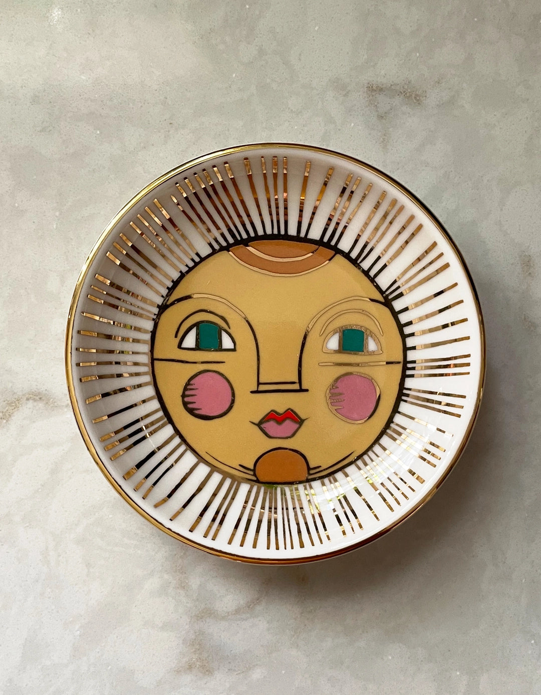 Hand-Painted Trinket Dish - Sun