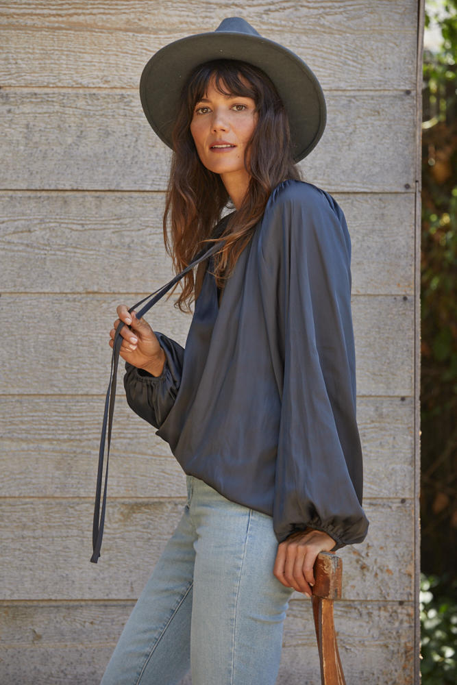 Sue Satin Top Terracotta Small