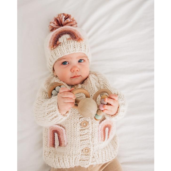 Mauve Rainbow Pocket Cardigan Sweater 0-6 M