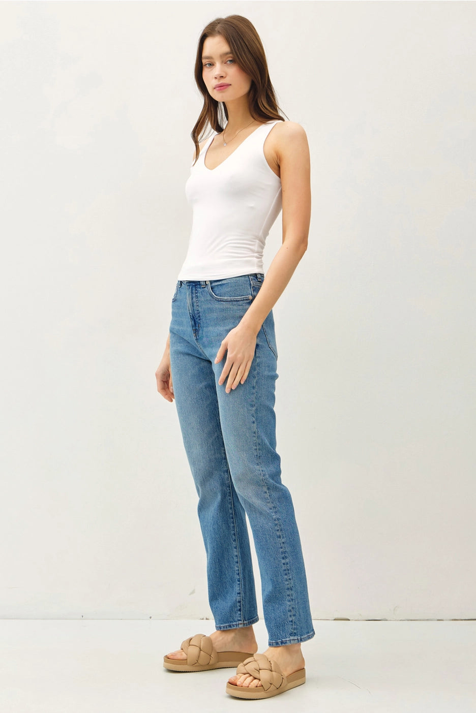 Iris Double Layer V-Neck Tank Black Small