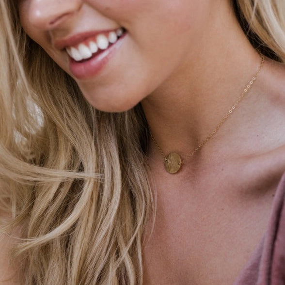 14k Gold Fill Full Moon Pendant Necklace