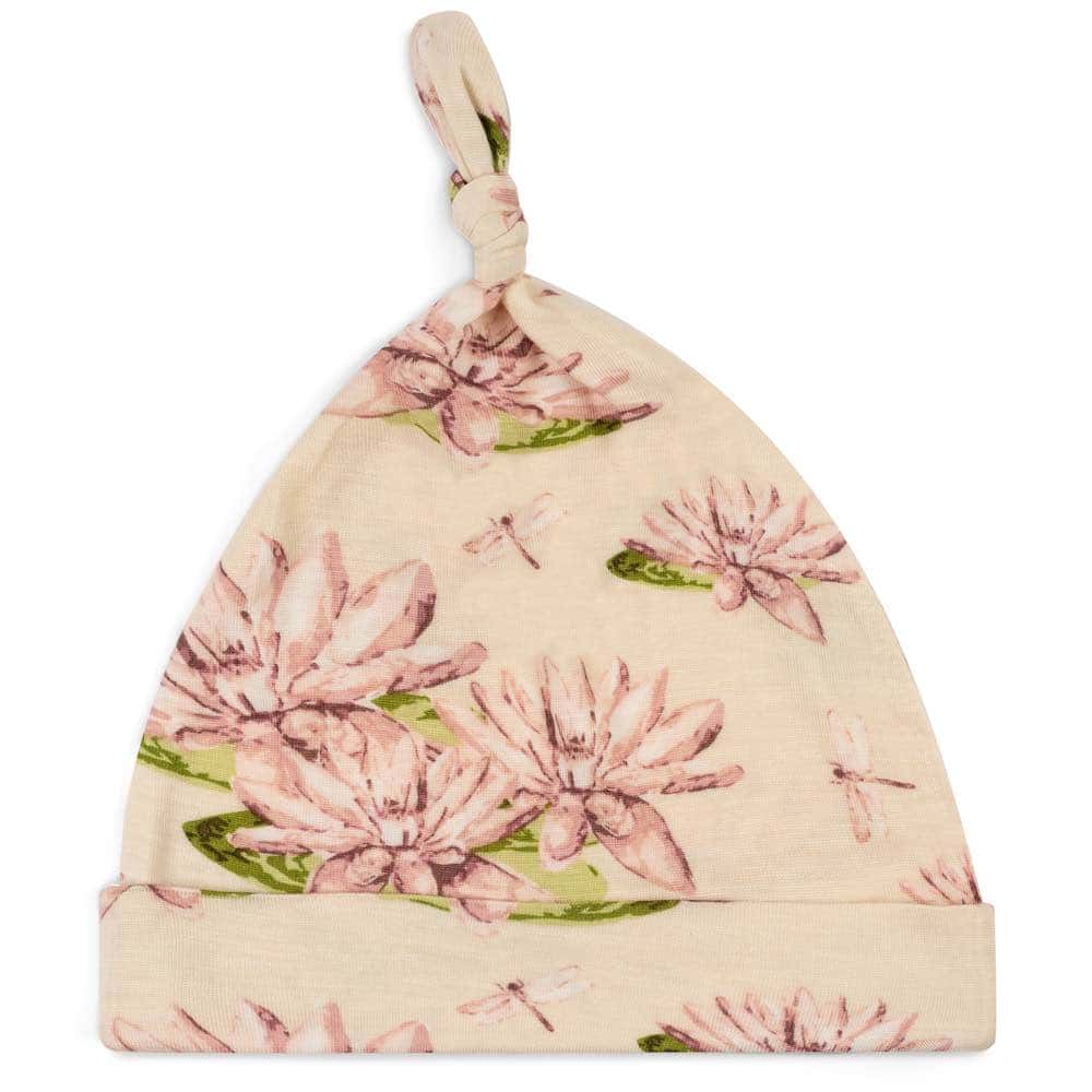 Cozy Water Lily Knotted Beanie Hat 3-6M