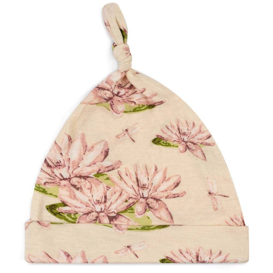Cozy Water Lily Knotted Beanie Hat 3-6M