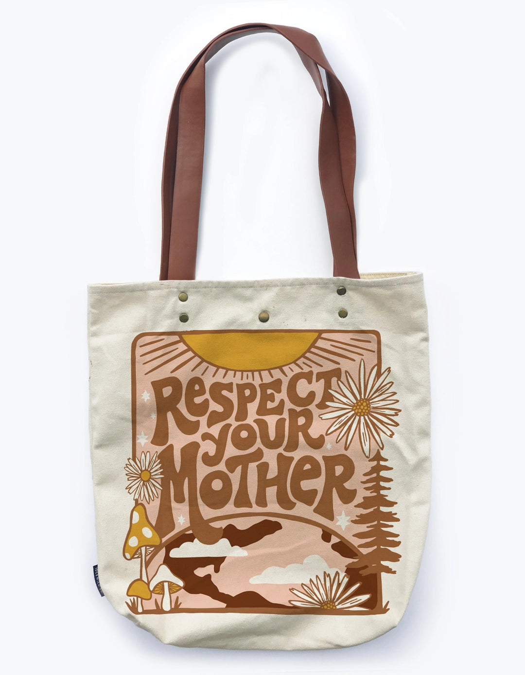 Canvas Tote Bag with Vegan Leather Handles -  Feminist