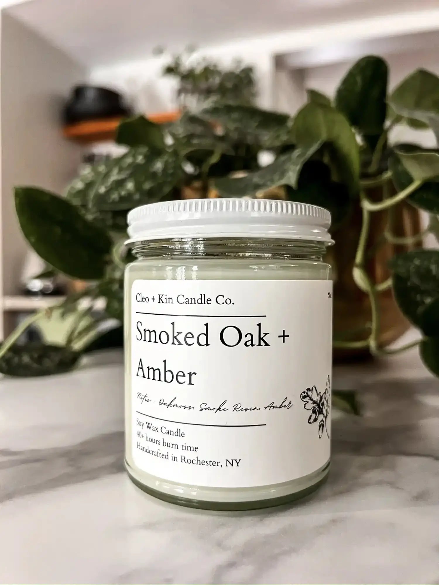 Cleo + Kin Candle Smoked Oak + Amber