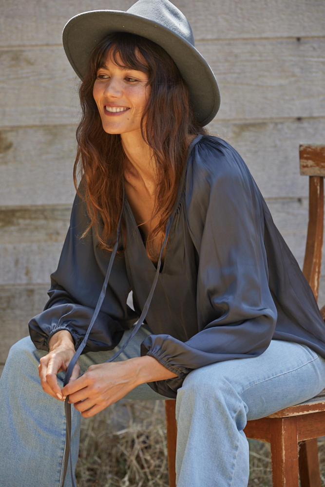 Sue Satin Top Terracotta Small