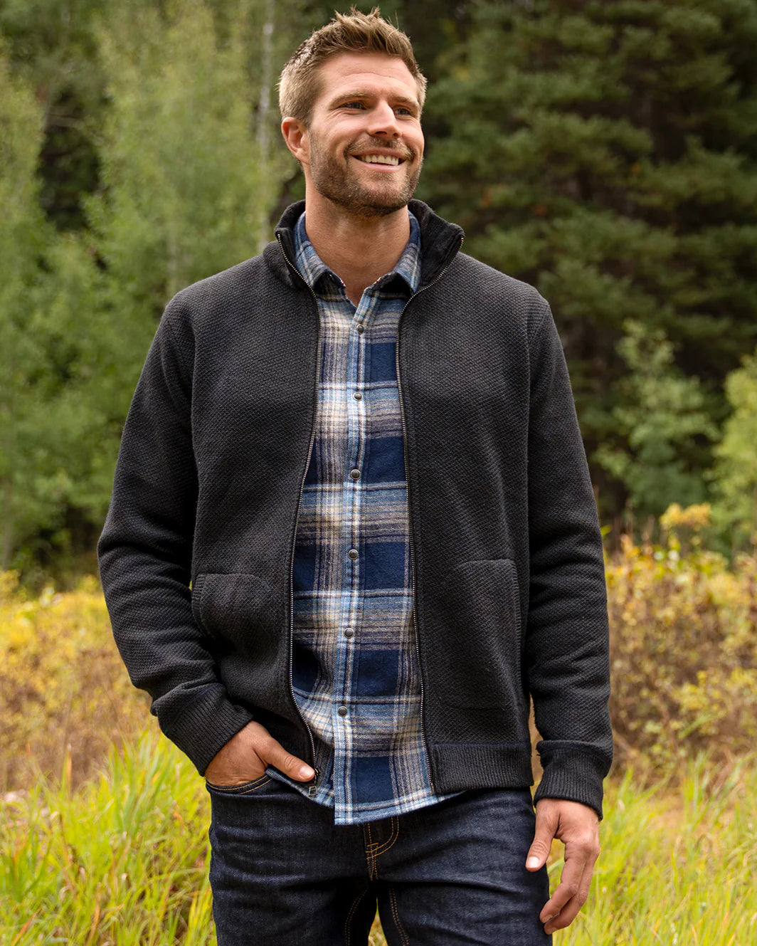 Roen Marled Mockneck Sweater Navy Medium