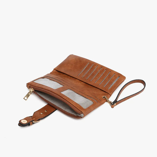 Cadence Buckle Clutch w/ Zip Top - Black