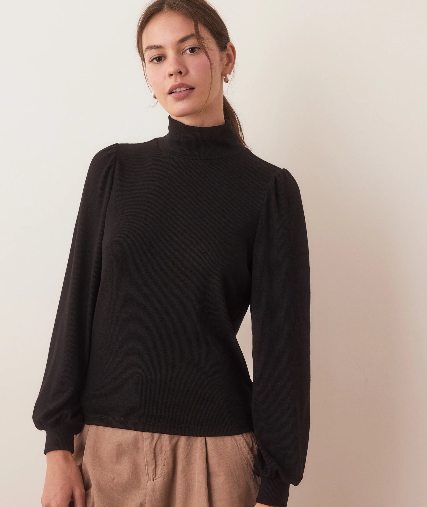 Lexi Rib Puff Sleeve Turtleneck Extra Small