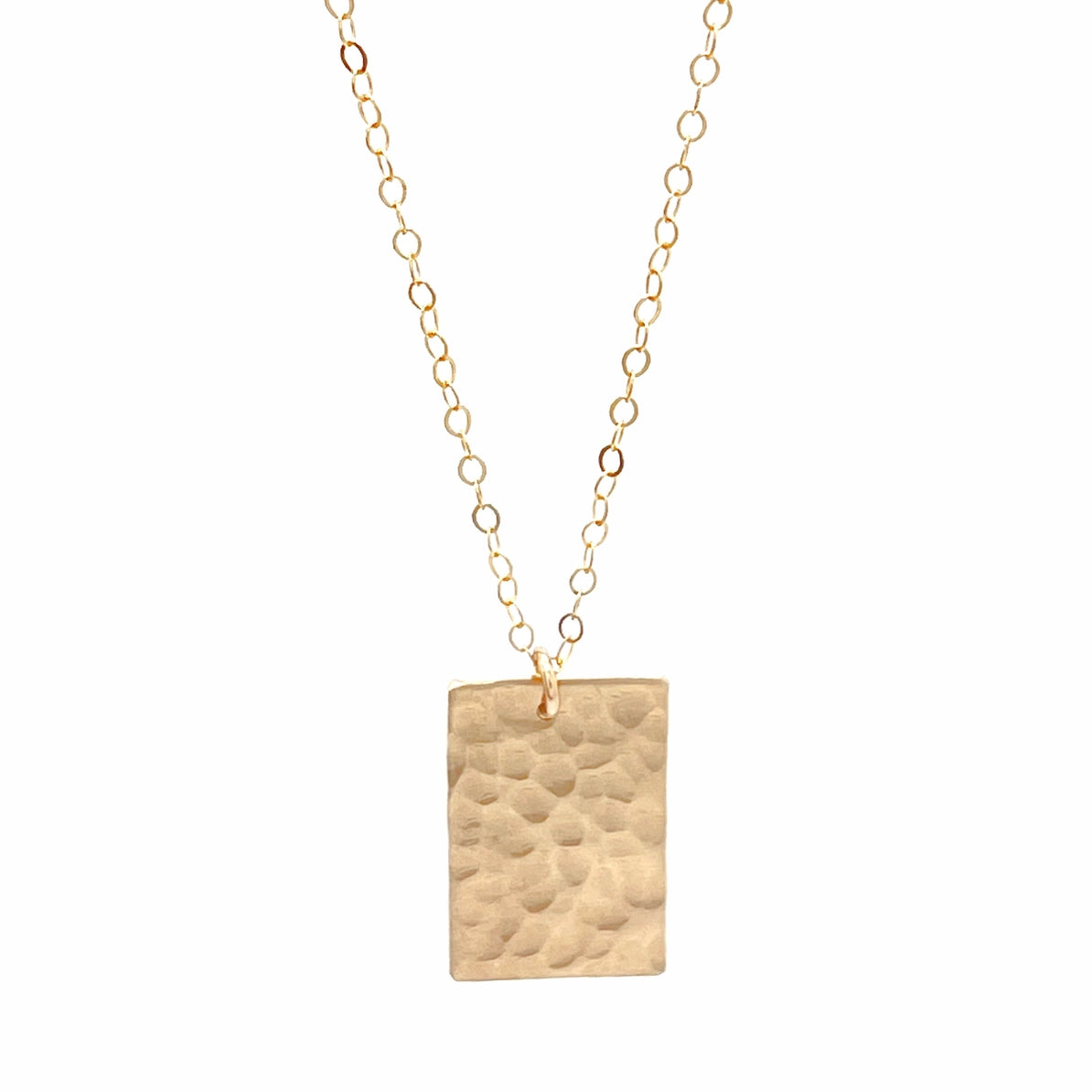 14k Gold Filled Hammered Rectangle Necklace