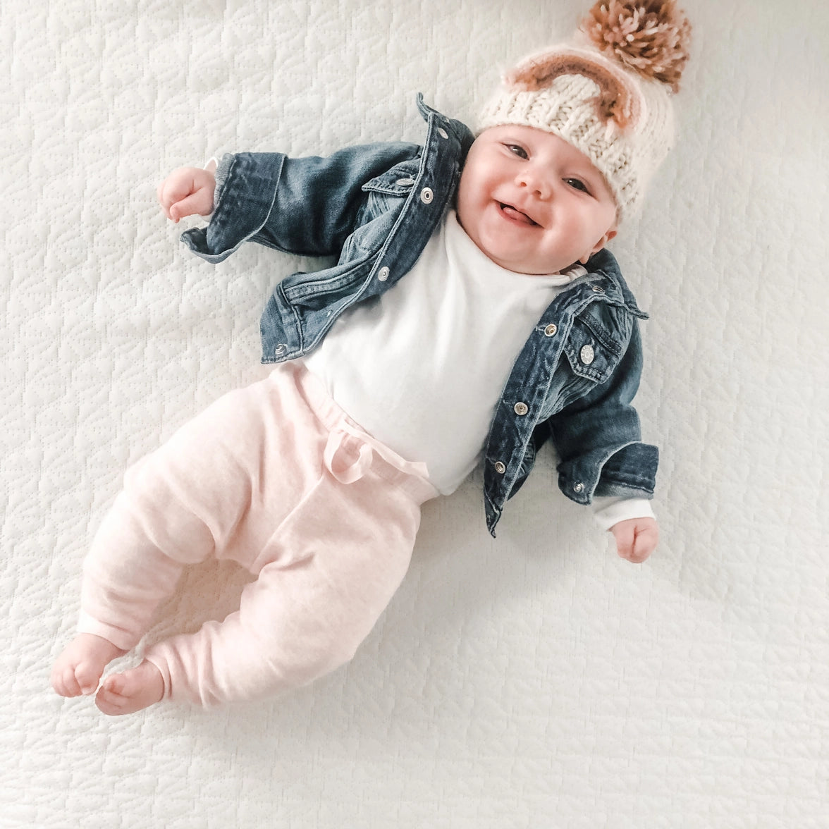 Mauve Rainbow Knit Beanie Hat 0-6 M