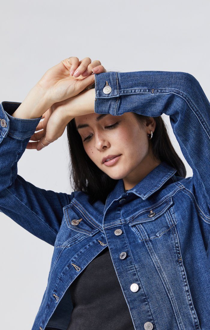 Samantha - Cropped Denim Jacket - Feather Blue Small