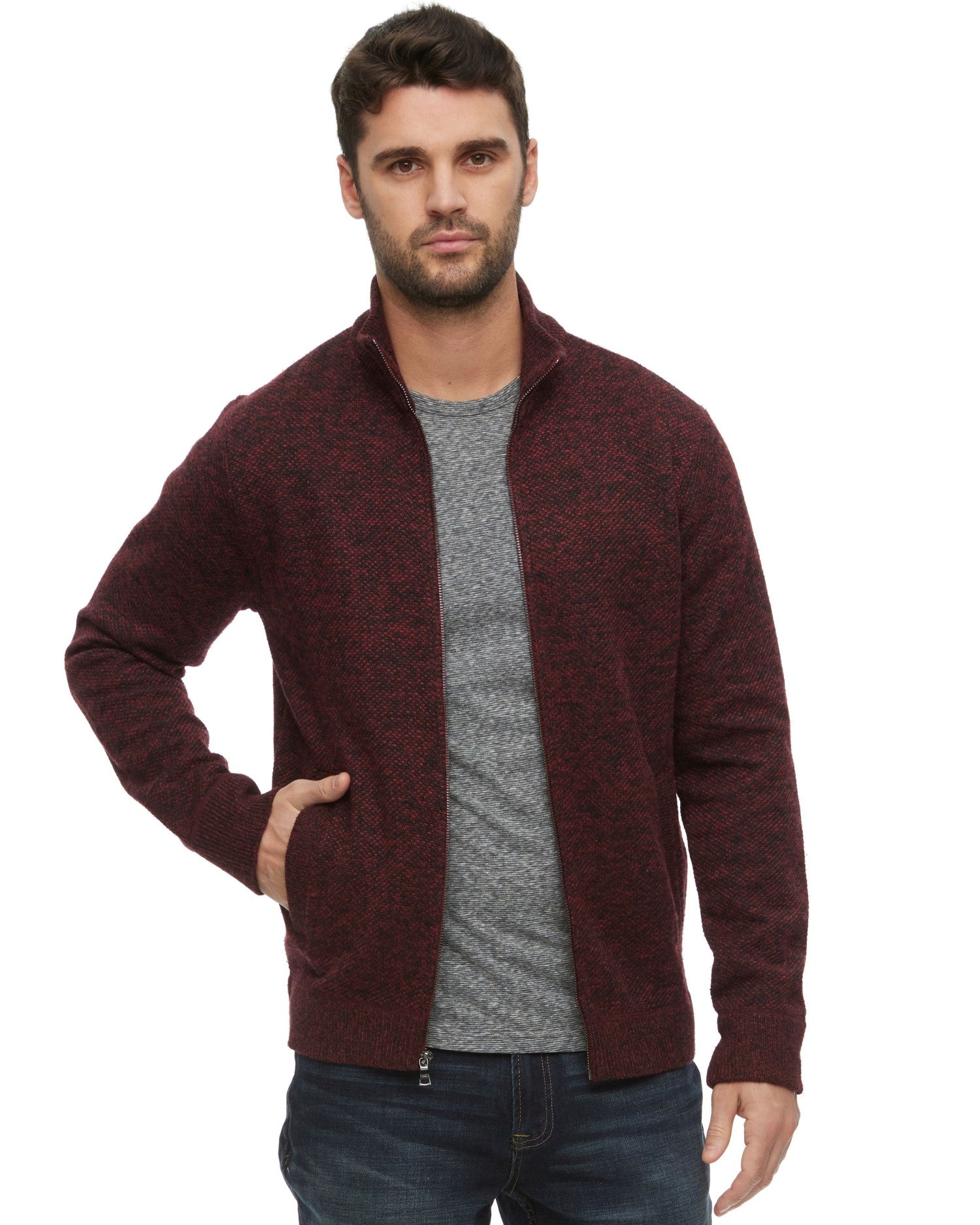 Roen Marled Mockneck Sweater Navy Medium