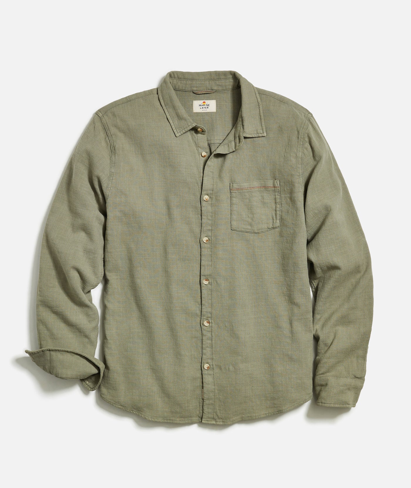 Rhett Stretch Selvage Long Sleeve Shirt - Vetiver Small
