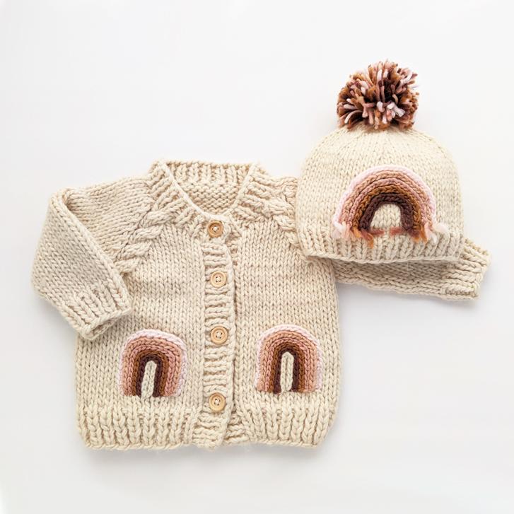 Mauve Rainbow Pocket Cardigan Sweater 0-6 M