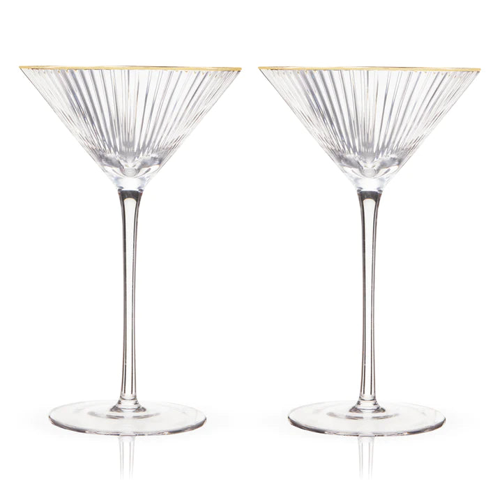 Deco Gold-Rimmed Martini Glasses - Set of 2