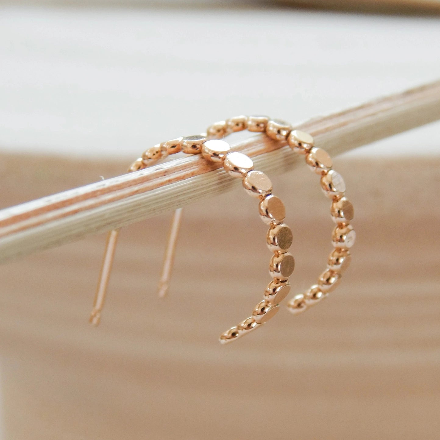 Pebble Hoop Stud Earrings 14k Gold Fill