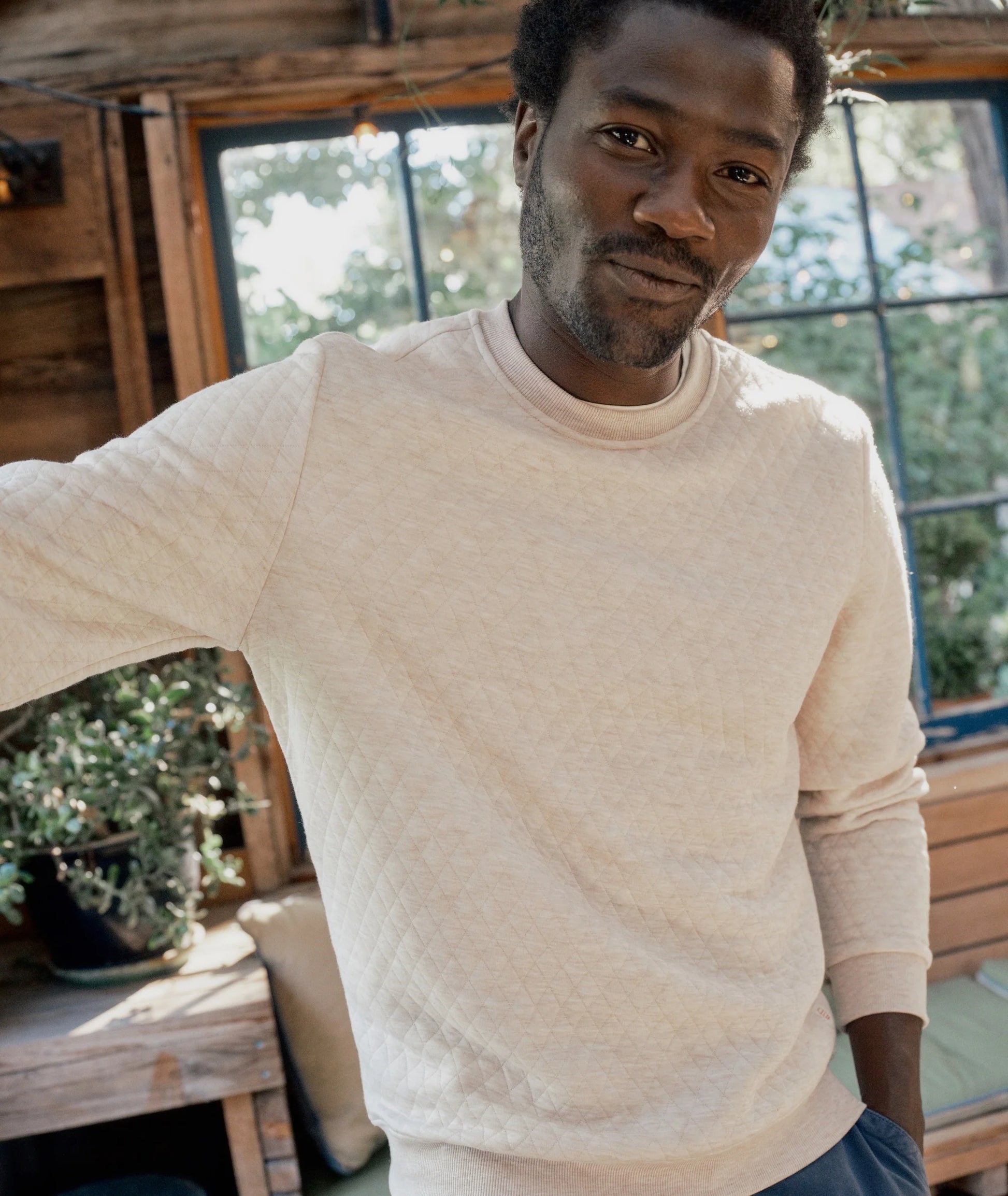 Jordan Corbet Quilted Crewneck - Oat Heather Medium