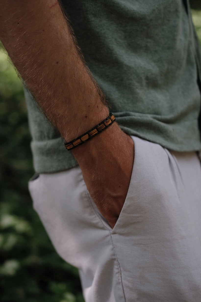 Handcrafted Sustainable Walnut Wood Bracelet - Viper