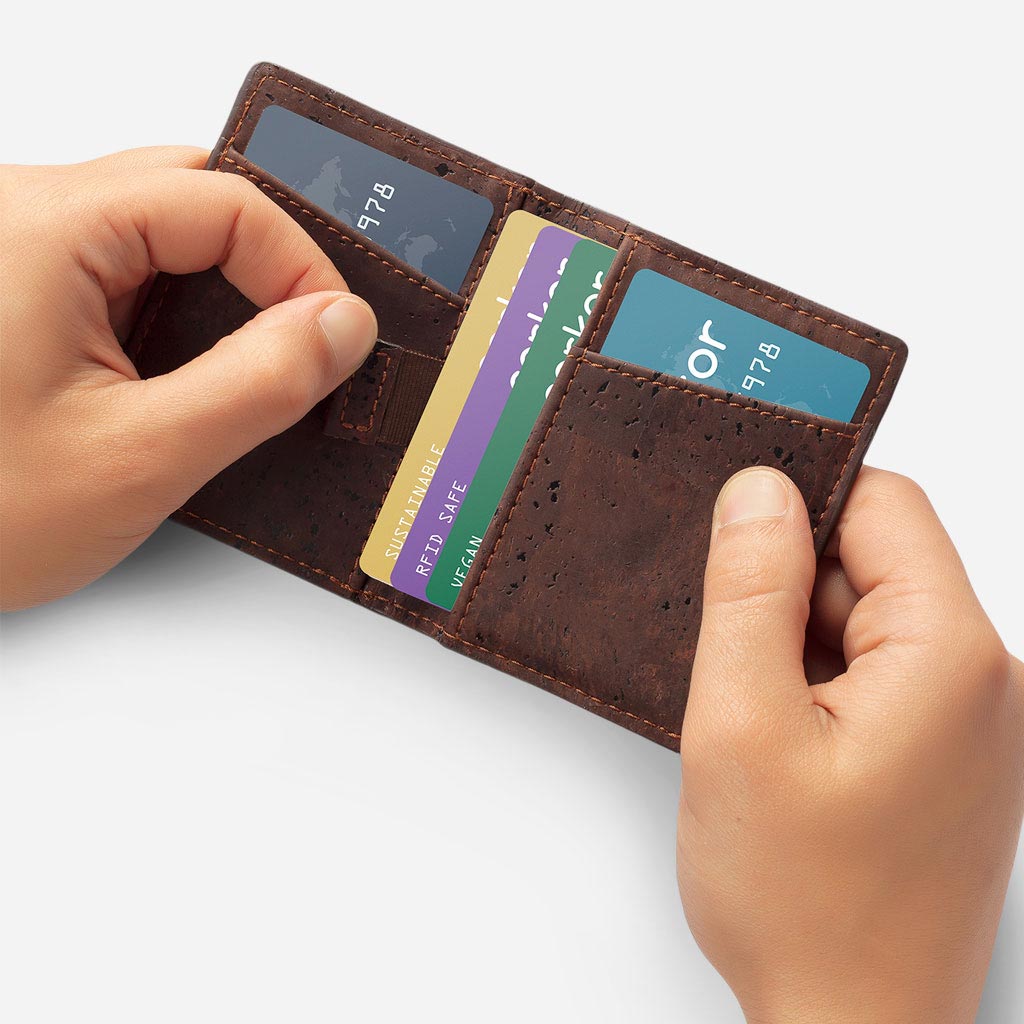 Cork Minimalist Bi-fold Wallet - Brown