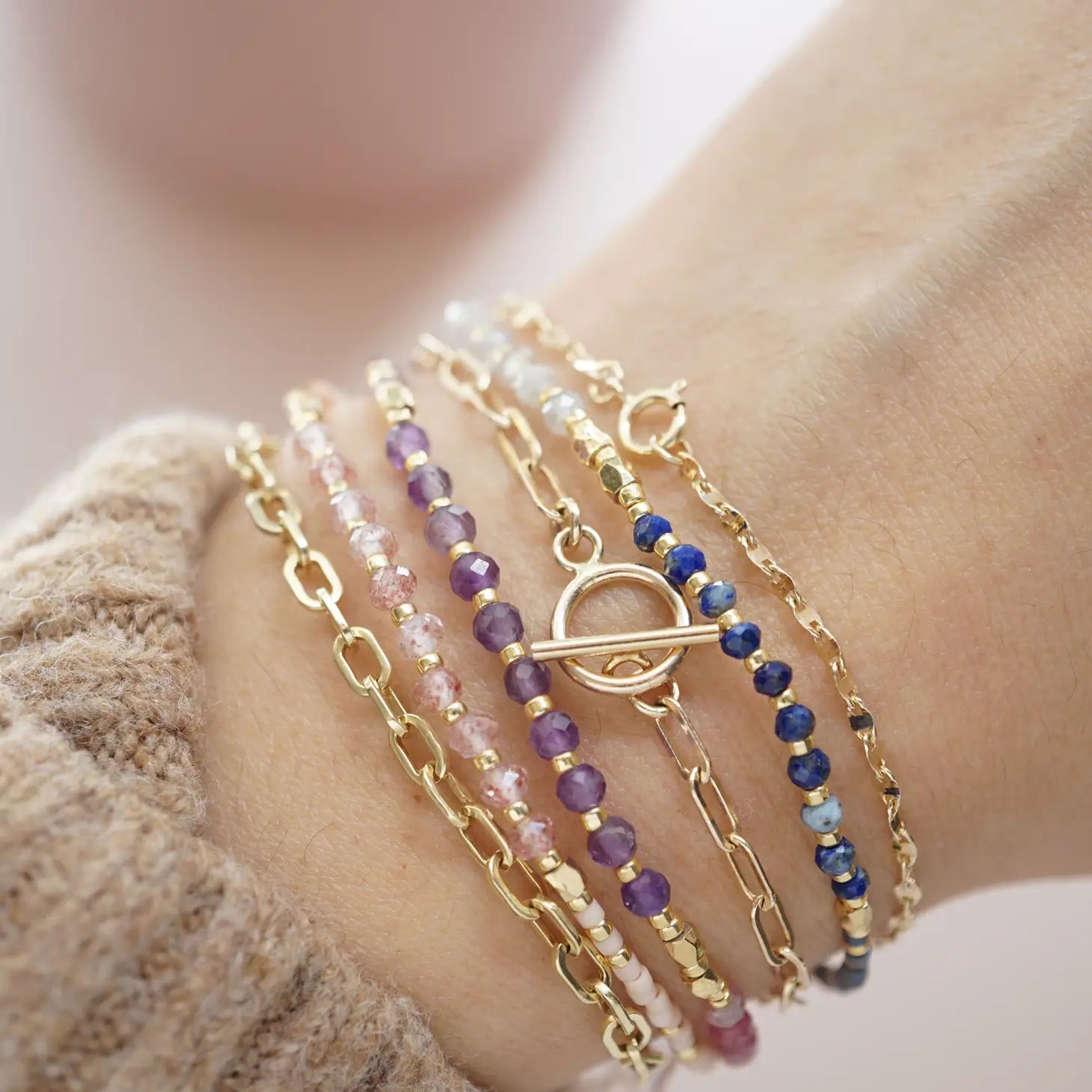 Healing Gemstone Stacking Bracelet Amethyst