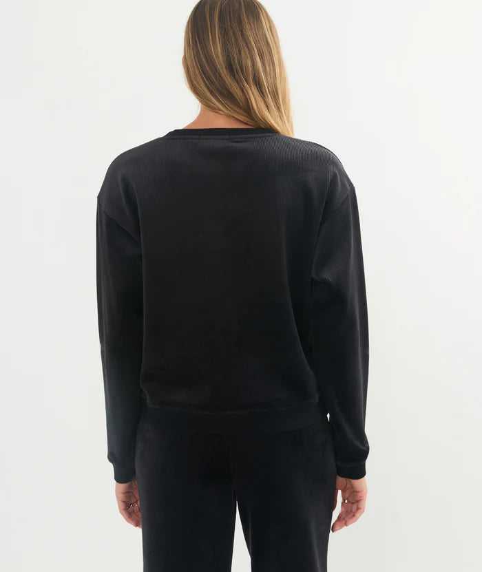 Cara Velour Cord V-Neck Sweatshirt Small