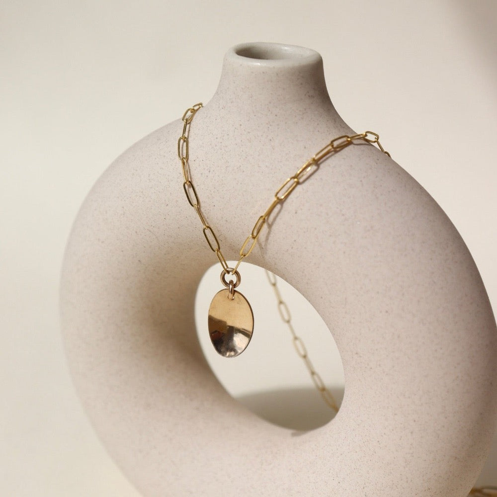 14k Gold-Fill Dapped Oval Necklace