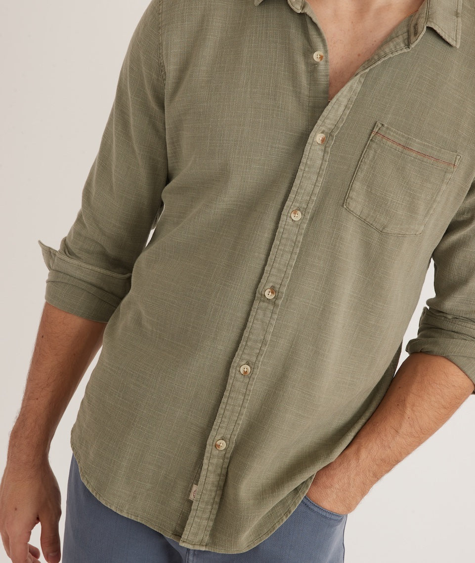 Rhett Stretch Selvage Long Sleeve Shirt - Vetiver Small