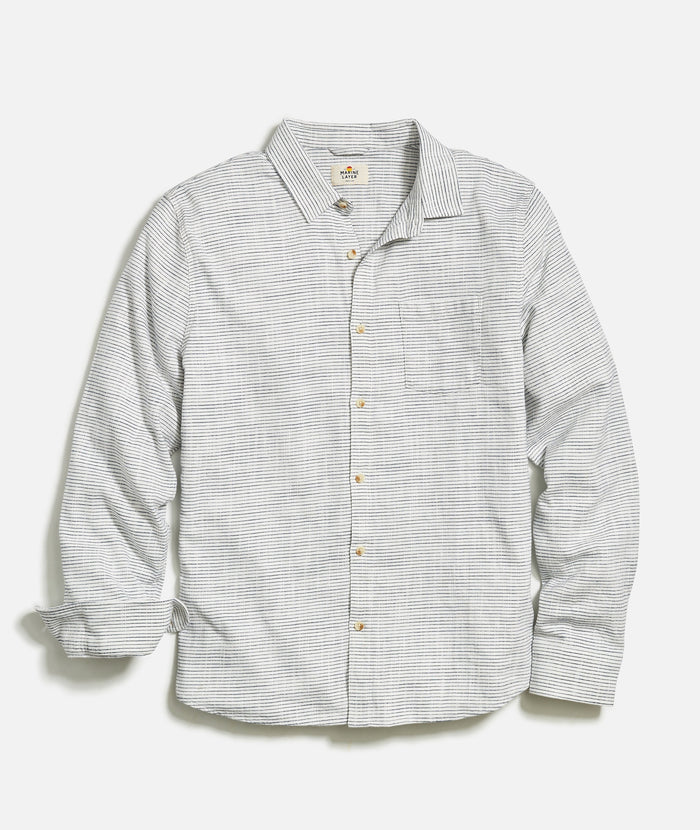 Jasper Stretch Selvage Long Sleeve Shirt - Natural Stripe Small