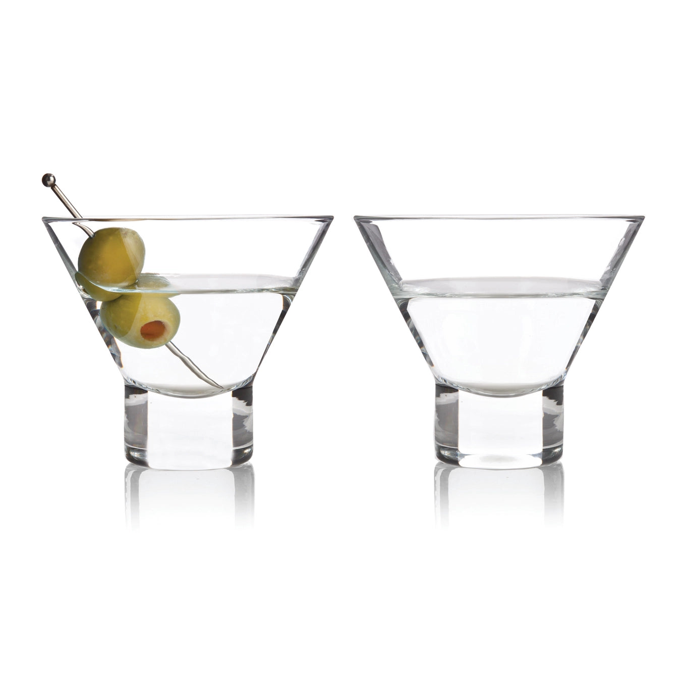Heavy-Base Stemless Crystal Martini Glasses - Set of 2
