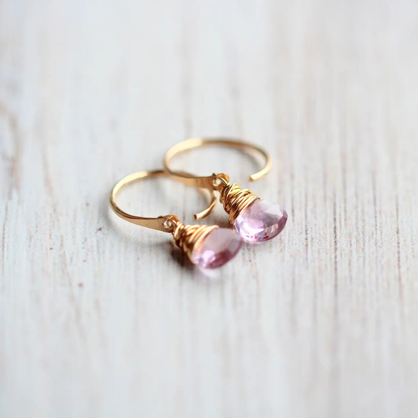 Gemstone Dangle Micro-Hoop Moonstone 14K Gold-Fill