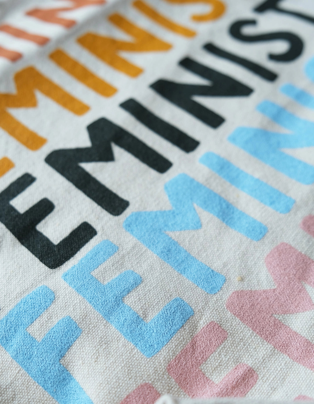 Canvas Tote Bag with Vegan Leather Handles -  Feminist