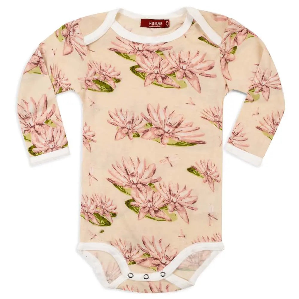 Water Lily Long Sleeve Onesie 3-6m