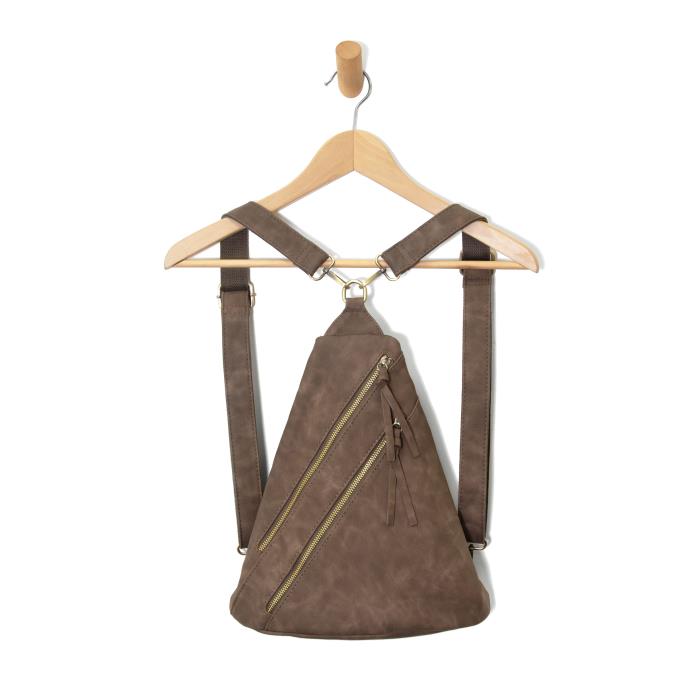 Peyton Double Zip Convertible Backpack Olive