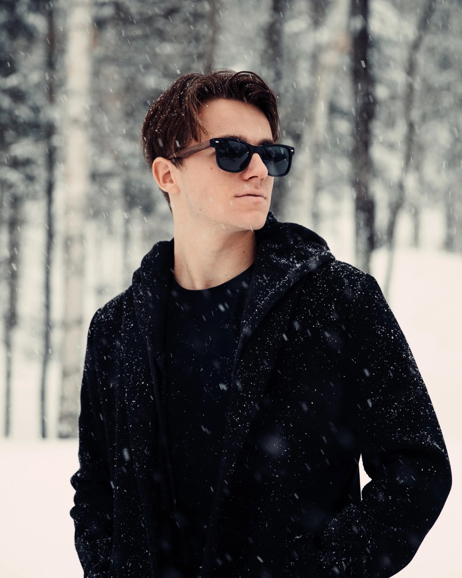 Walnut Wood Sunglasses - Black Polarized Lenses