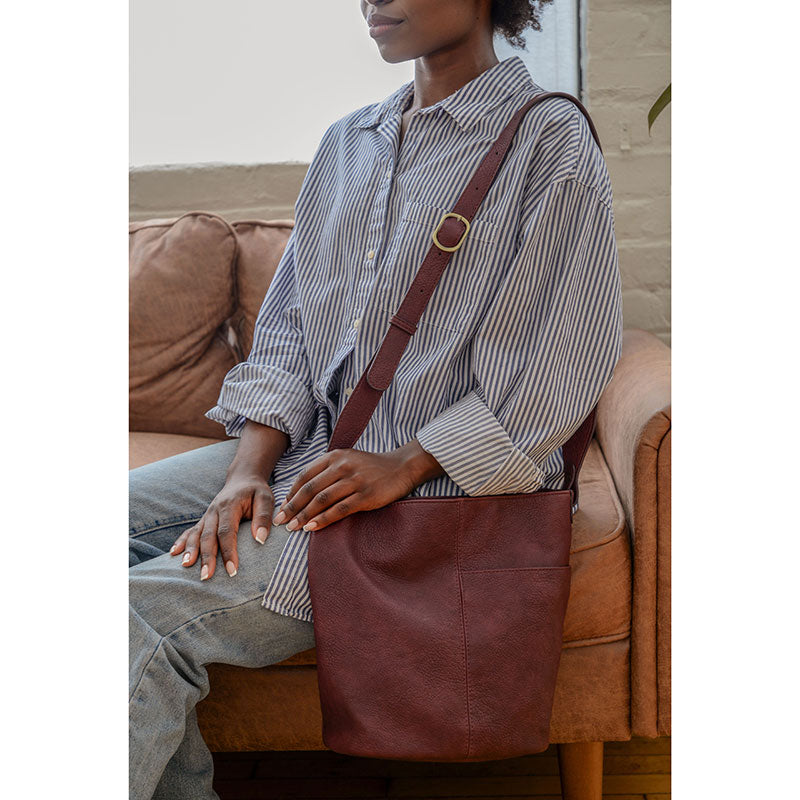 Bindi Front Slip Pocket Bucket Crosbody Bag Black