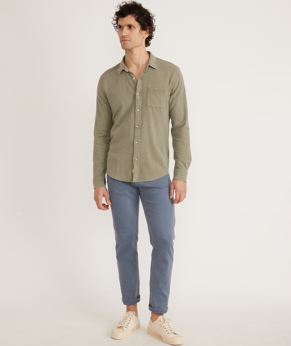 Rhett Stretch Selvage Long Sleeve Shirt - Vetiver Small