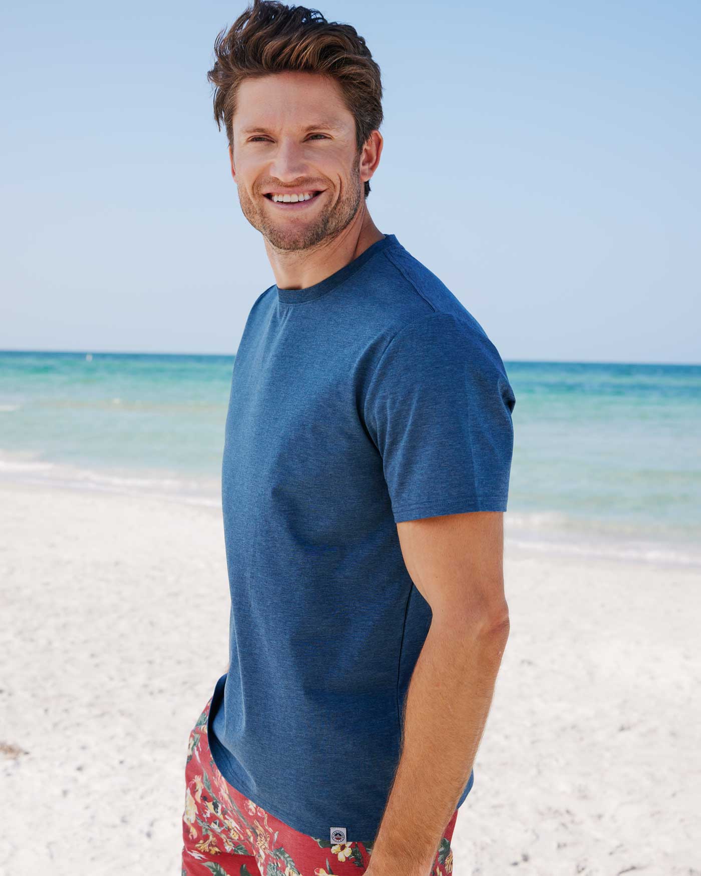 Russell Stretch Crewneck Tee Navy Heather Small