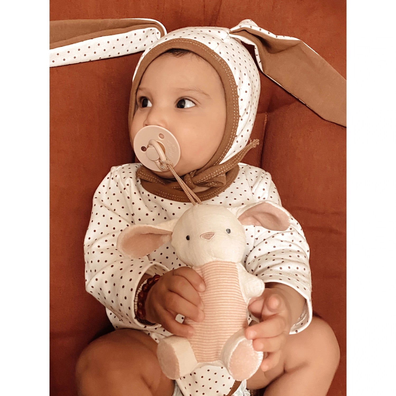 Natural Rubber Pacifier with Stuffed Animal Bunny