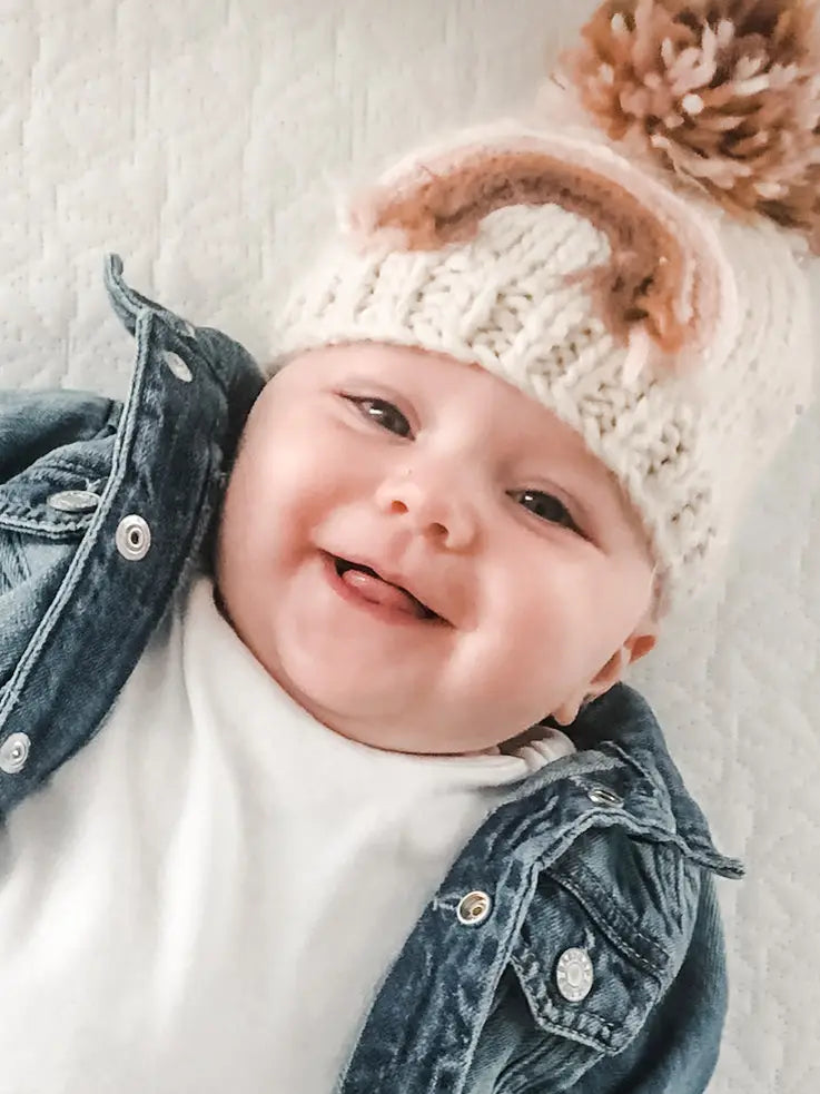 Mauve Rainbow Knit Beanie Hat 0-6 M