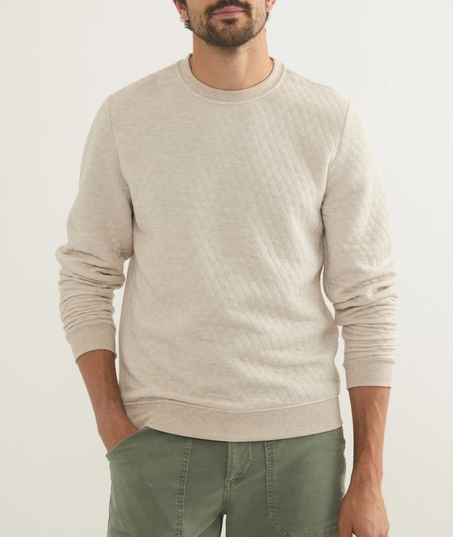 Jordan Corbet Quilted Crewneck - Oat Heather Medium