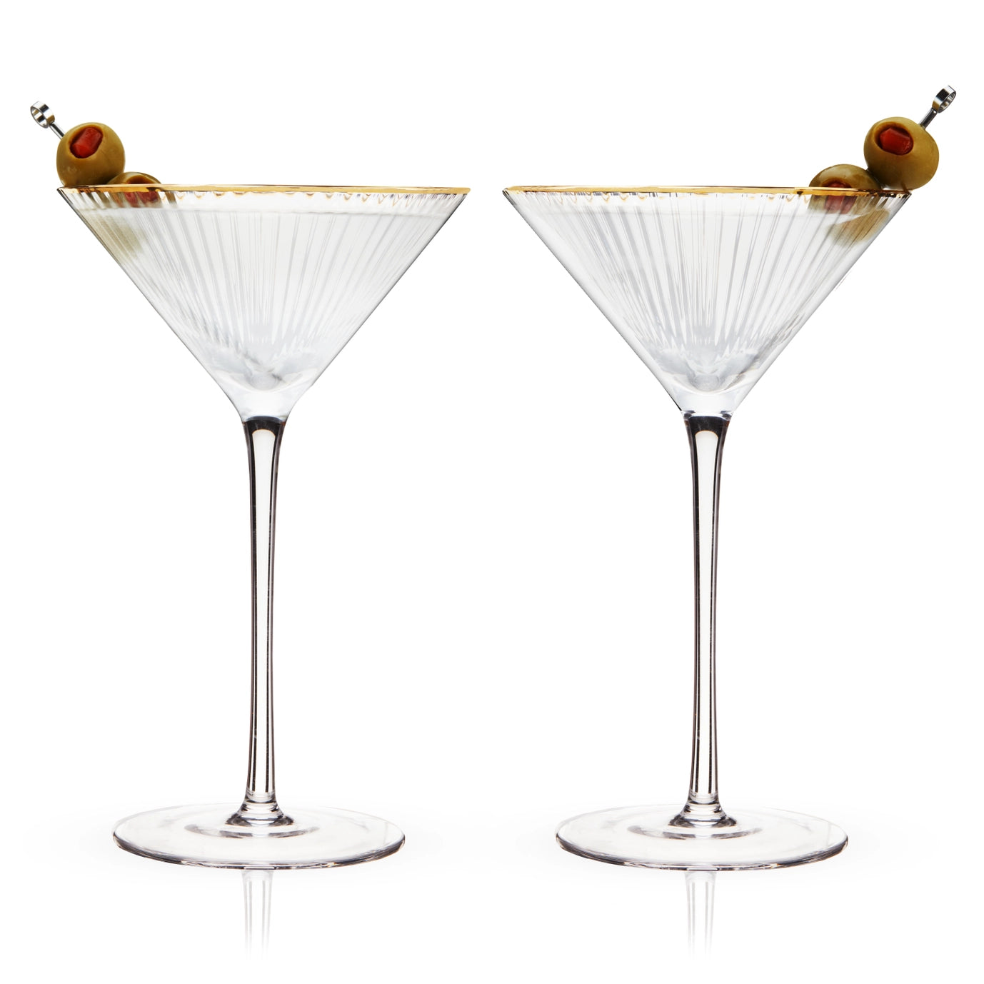 Deco Gold-Rimmed Martini Glasses - Set of 2