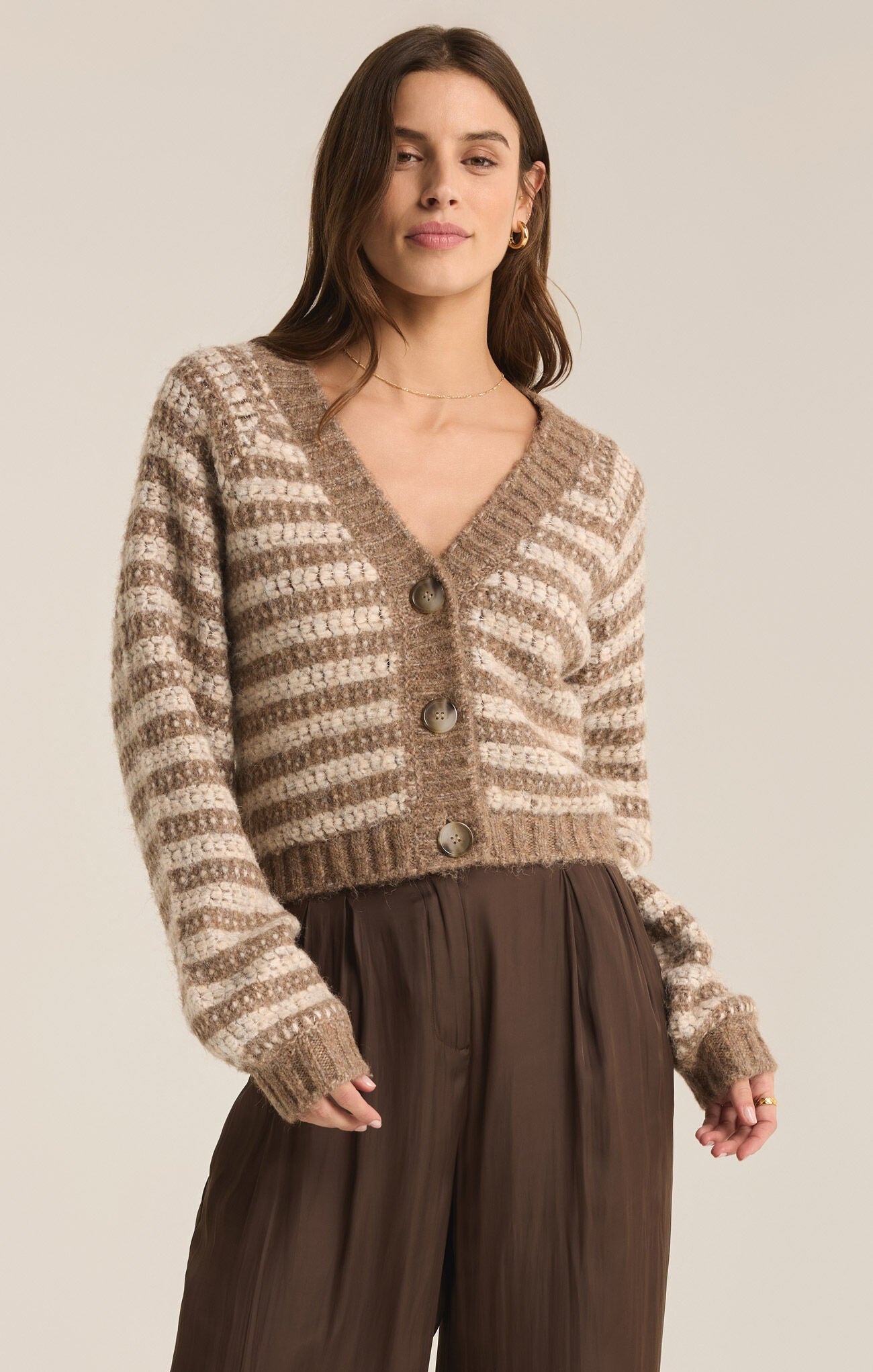 Este Metallic Stripe Cardigan Small