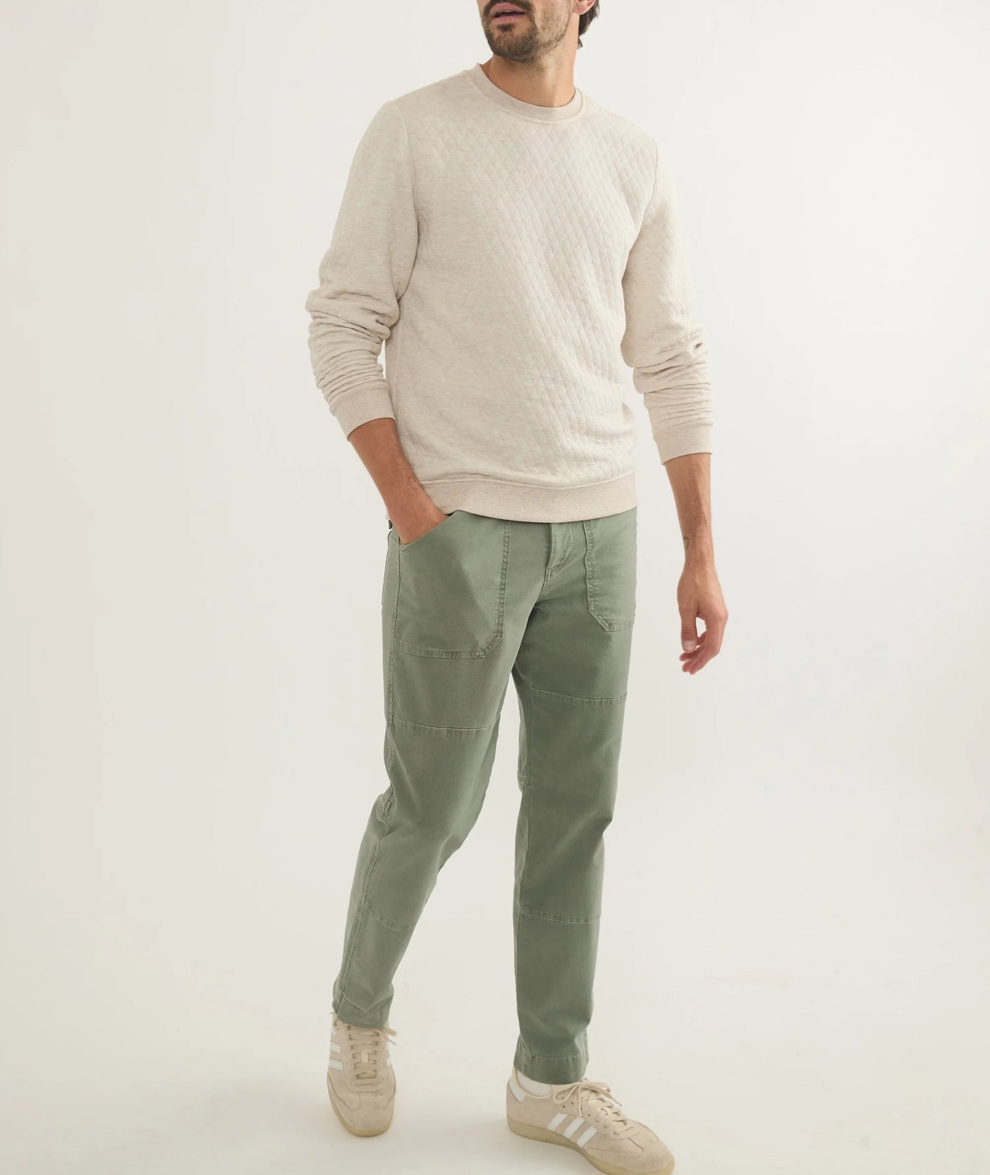Jordan Corbet Quilted Crewneck - Oat Heather Medium