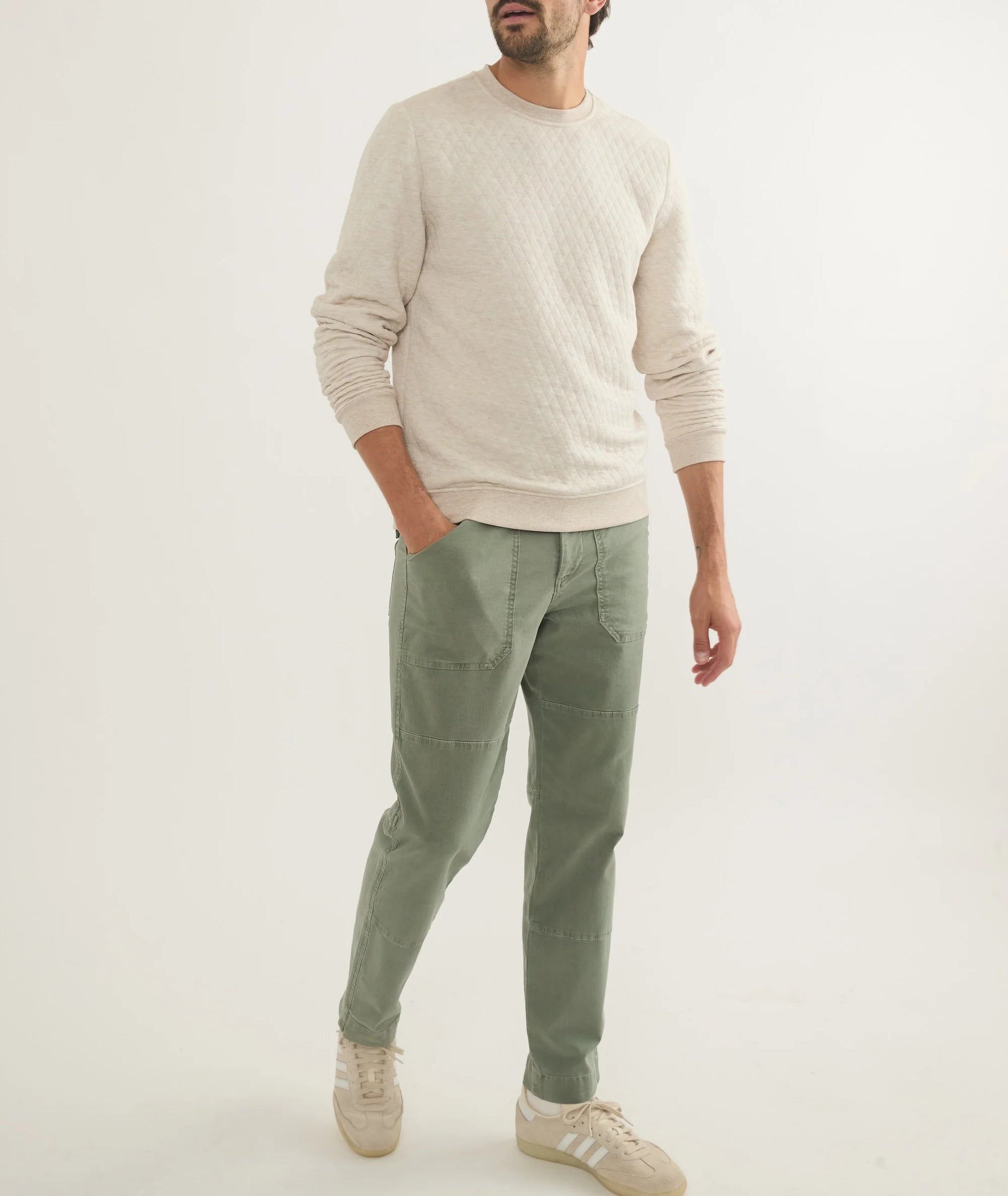 Jordan Corbet Quilted Crewneck - Oat Heather Medium