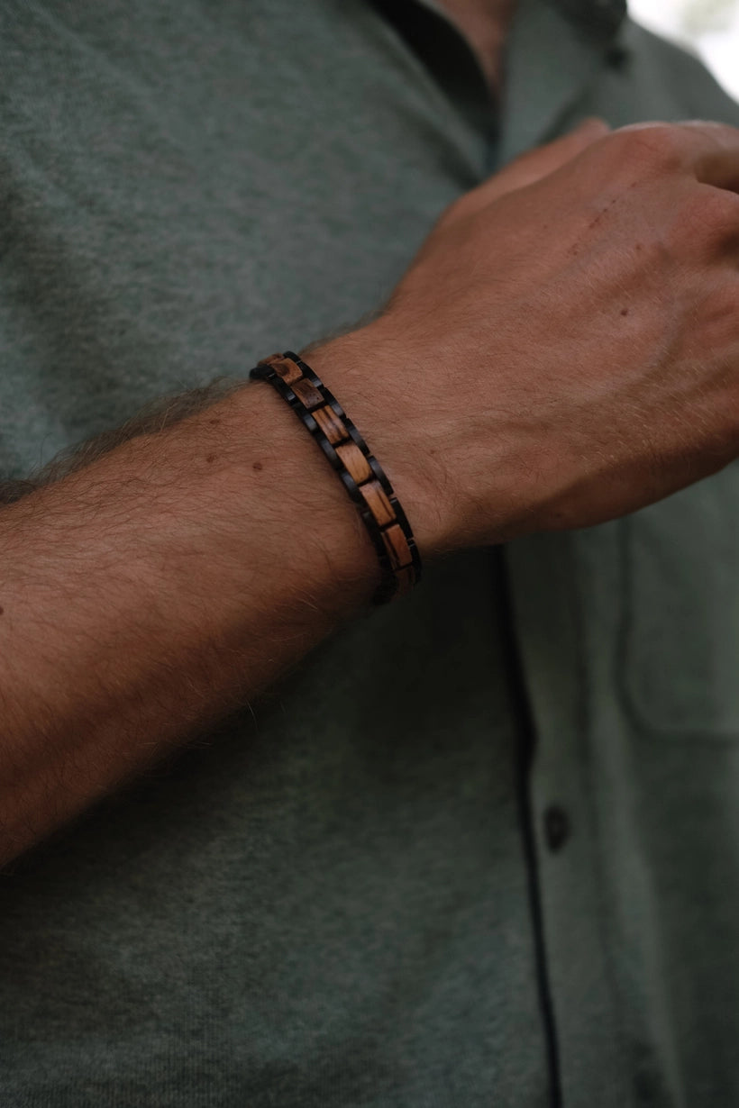 Handcrafted Sustainable Walnut Wood Bracelet - Viper