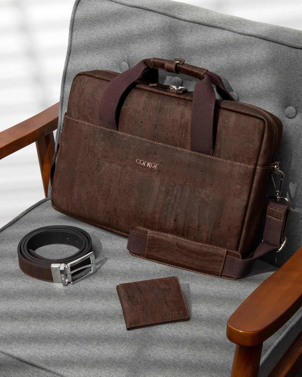 Cork Briefcase - Brown