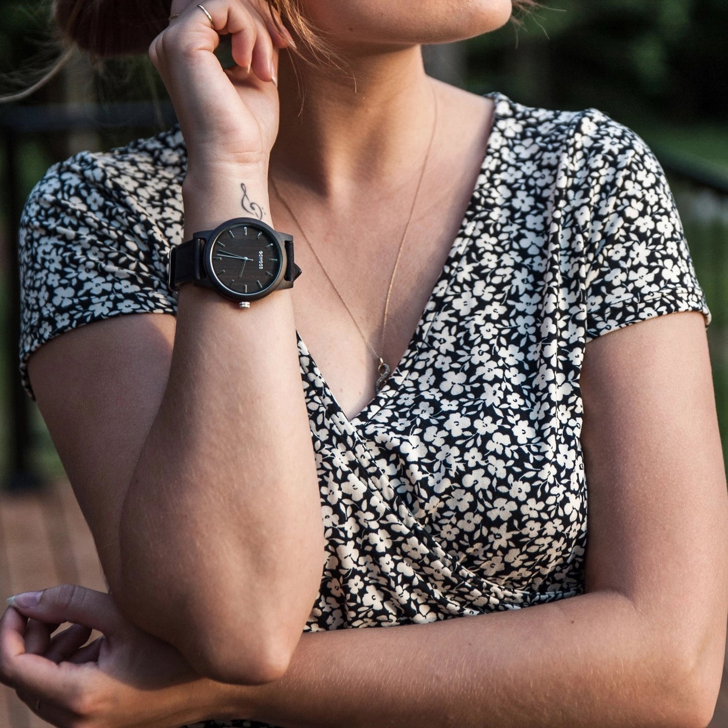 Black Sandalwood Watch With Portuguese Cork Wristband