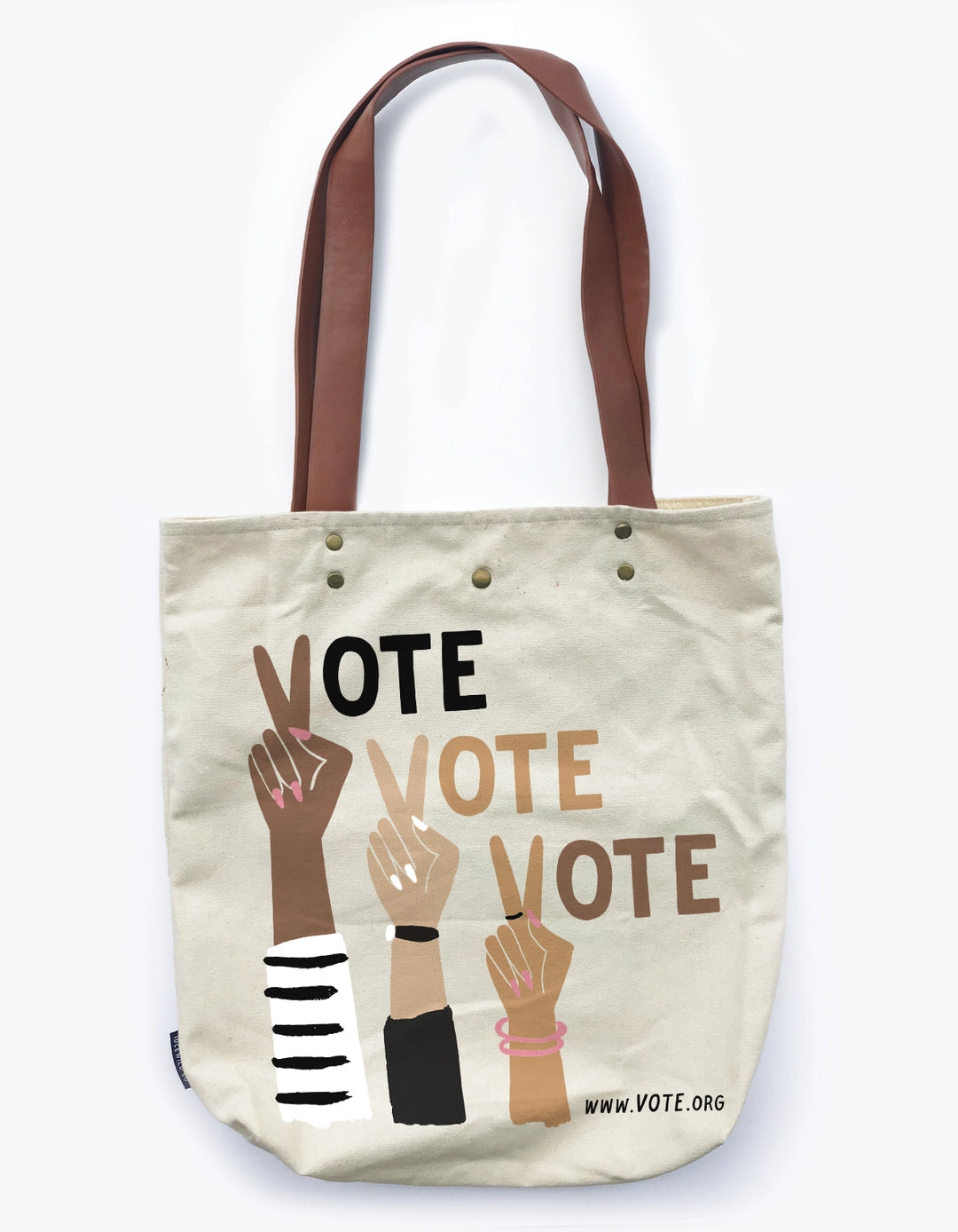 Canvas Tote Bag with Vegan Leather Handles -  Feminist